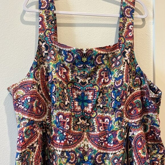 Lands End 100% Linen Colorful Pattern Sleeveless Pockets Dress Plus 26W​​​ - Picture 2 of 13